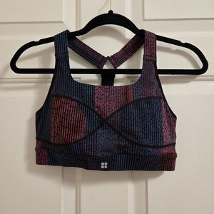 Sweaty Betty Power Medium Impact Sports Bra Blue And Red Size Small